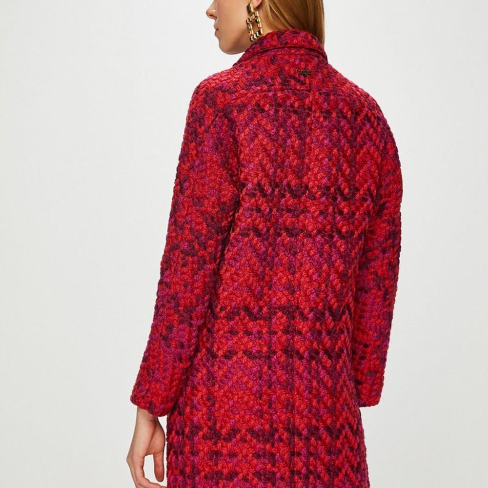 Desigual Plaid Catrina Red/Purple Coat Lined Jacket Women's 12 NWT - Picture 13 of 14